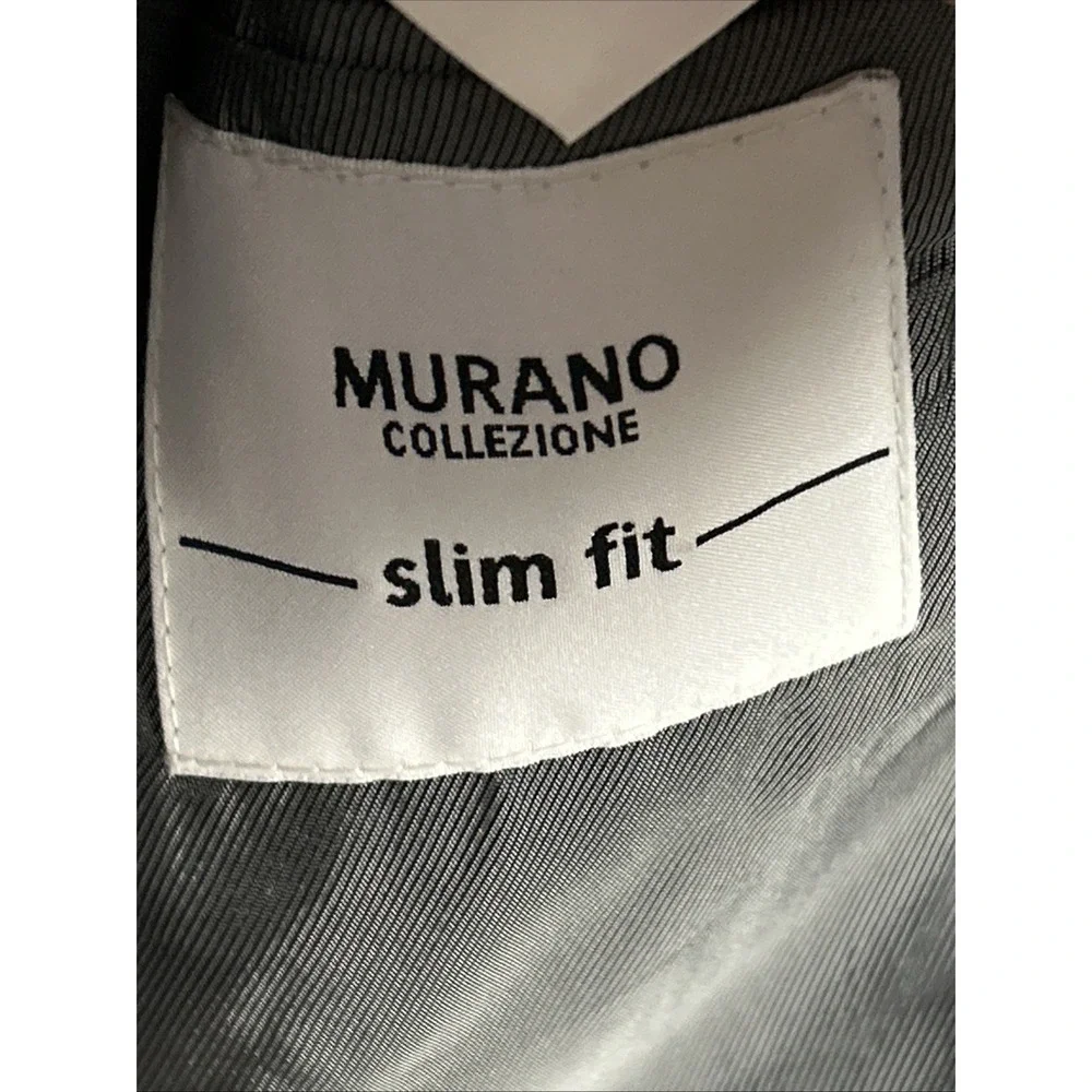 NEW Murano Collezione Slim Fit 2 Piece Gray Wool Suit 36R